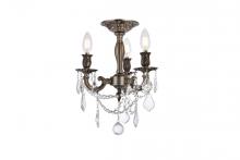  9203F13PW/RC - Rosalia 3 Light Pewter Flush Mount Clear Royal Cut Crystal