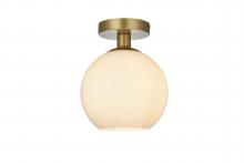  LD2205SG - Baxter 8 inch Flush Mount Frosted White Shade in Satin Gold