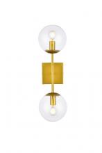  LD2357BR - Neri 2 lights brass and clear glass wall sconce