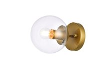  LD2450BR - Mimi six inch dual flush mount and bath sconce in brass with clear glass