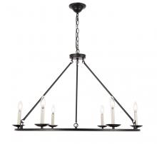  LD6010D36BK - Maine 6 Light Black Chandelier