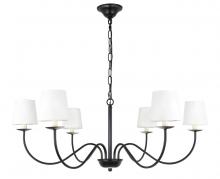  LD6103D37BK - Eclipse 6 Light Black and White Shade Chandelier