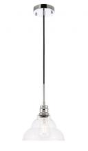  LD6217C - Gil 1 Light Chrome and Clear Seeded Glass Pendant