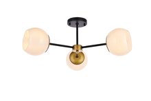  LD649F26BRK - Briggs 26 Inch Flush Mount in Black and Brass with White Shade