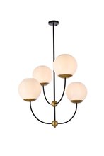  LD653D30BRK - Lennon 31.5 inch pendant in black and brass with white shade