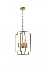  LD7066D14BR - Rosenfeld 4 lights pendant in brass