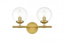  LD7302W15BRA - Ingrid 2 Light Brass and Clear Bath Sconce