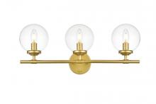  LD7302W24BRA - Ingrid 3 Light Brass and Clear Bath Sconce