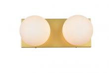  LD7303W14BRA - Jaylin 2 Light Brass and Frosted White Bath Sconce