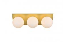  LD7304W22BRA - Jillian 3 Light Brass and Frosted White Bath Sconce