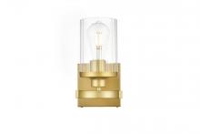  LD7316W5BRA - Saanvi 1 Light Brass and Clear Bath Sconce