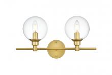  LD7318W19BRA - Jaelynn 2 Light Brass and Clear Bath Sconce