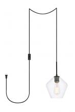  LDPG2256BK - Gene 1 Light Black and Clear Glass Plug-in Pendant