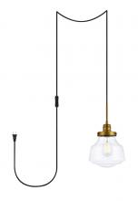  LDPG6254BR - Lyle 1 light Brass and Clear seeded glass plug in pendant