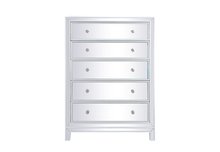 Elegant MF72026WH - 34 inch mirrored five drawer cabinet in white