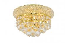  V1800F10G/RC - Primo 3 Light Gold Flush Mount Clear Royal Cut Crystal