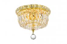  V2528F10G/RC - Tranquil 4 Light Gold Flush Mount Clear Royal Cut Crystal