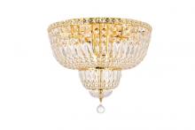  V2528F20G/RC - Tranquil 10 Light Gold Flush Mount Clear Royal Cut Crystal