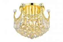  V8949F16G/RC - Corona 6 Light Gold Flush Mount Clear Royal Cut Crystal