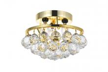  V9805F10G/RC - Corona 3 Light Chrome Flush Mount Clear Royal Cut Crystal