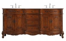  VF10172DTK-VW - 72 Inch Double Bathroom Vanity in Teak with Ivory White Engineered Marble