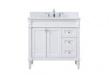  VF31836WH-BS - 36 Inch Single Bathroom Vanity in White with Backsplash