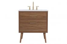  VF41030WB - 30 Inch Bathroom Vanity in Walnut Brown