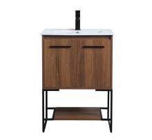  VF42024WB - 24 Inch Single Bathroom Vanity in Walnut Brown