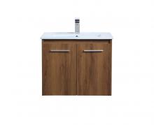  VF44024WB - 24 Inch Single Bathroom Floating Vanity in Walnut Brown