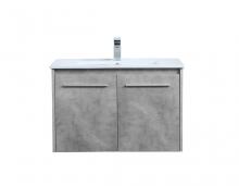  VF44030CG - 30 Inch Single Bathroom Floating Vanity in Concrete Grey