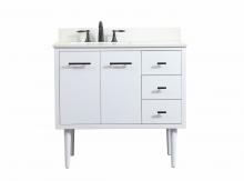  VF48036MWH-BS - 36 Inch Single Bathroom Vanity in White with Backsplash