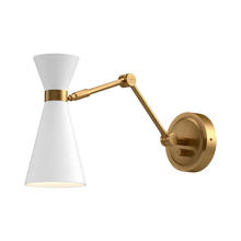 Alora Lighting WV574524WHAG - Blake 5-in Aged Gold/White 1 Light Wall/Vanity