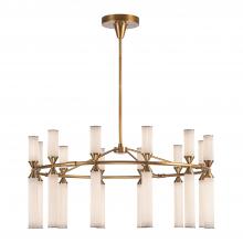  CH348038VBFR-UNV - Edwin 38-in Vintage Brass/Frosted Ribbed Glass LED Chandeliers