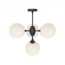 Alora Lighting CH505426MBOP - Nouveau 26-in Matte Black/Opal Matte Glass 4 Lights Chandeliers