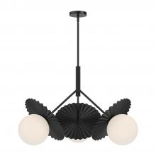 Alora Lighting CH501334MBOP - Plume 34-in Matte Black/Opal Glass 3 Lights Chandeliers