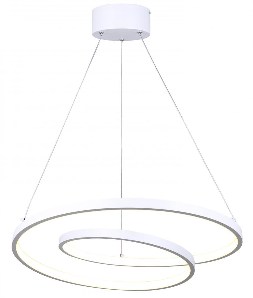 LIVANA 1 Light Matte White Modern Chandelier with Integrated LED for Dining Rooms and Living Rooms