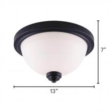  IFM326A13BK - Portia, IFM326A13BK, MBK Color, 2 Lt Flushmount, Flat Opal Glass, 60W Type A, 13" W x 7" H