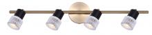  IT1161A04BKG10 - ELSEE 4 Light 29 in. Ceiling/Wall Matte Black and Gold Track Light Kit with Clear Ribbed Glass Shade