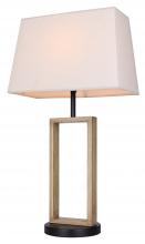  ITL2141B26BKB - Burke 1 Light Table Lamp with Matte Black and Brushed Brown Finish and Natural Cream Shade