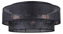  IFM1149A19BK - BELLAMY 19 in. 3-Light 60-Watt Contemporary Black Flush Mount with Black Faux Rattan Shade