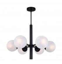  ICH1229A06BK - 6 Lt Rod Chandelier, Alabaster Glass, 60W Type A, 26inch W x 22 - 70inch H