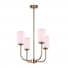  ICH1130A04GD - NOVALEE, ICH1130A04GD, 4 Lt Rod Chandelier, Flat Opal Glass, 60W Type A, 19" W x 23.5 - 53.5"