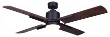  CF52LOX4BK - LOXLEY BK, Fan 52" MBK Color, 4 Plywood Blades, Rustic Maple, Flat Opal Glass, Dual, 1x20W