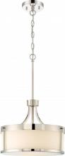  60/6227 - Denver - 2 Light Pendant with Satin White Glass - Polished Nickel Finish