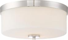  60/6231 - Denver - 2 Light Flush Mount with Satin White Glass - Polished Nickel Finish