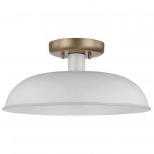  60/7490 - Colony; 1 Light; Small Semi-Flush Mount Fixture; Matte White with Burnished Brass