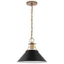  60/7523 - Outpost; 1 Light; Medium Pendant; Matte Black with Burnished Brass