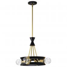  60/7864 - Marsden 4 Light Chandelier; Matte Black and Natural Brass Finish