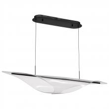 Nuvo 62/2023 - Geneva; 46 Inch LED Island Pendant; Matte Black; Etched Acrylic Lens