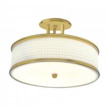  5666-SB-WG - Prism 16.75'' Wide 3-Light Semi Flush Mount - Satin Brass